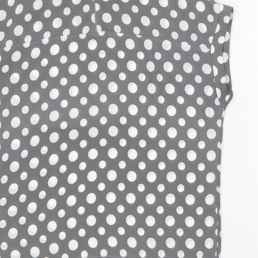 NEXT Womens Grey Polka Dot Polyester Basic Blouse Size 8 Round Neck