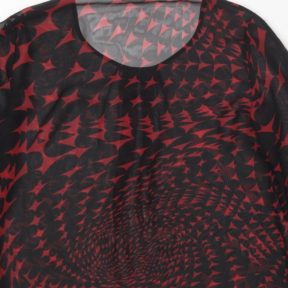 Marks & Spencer Womens Red Polyester Tunic Blouse Size 12 Round Neck