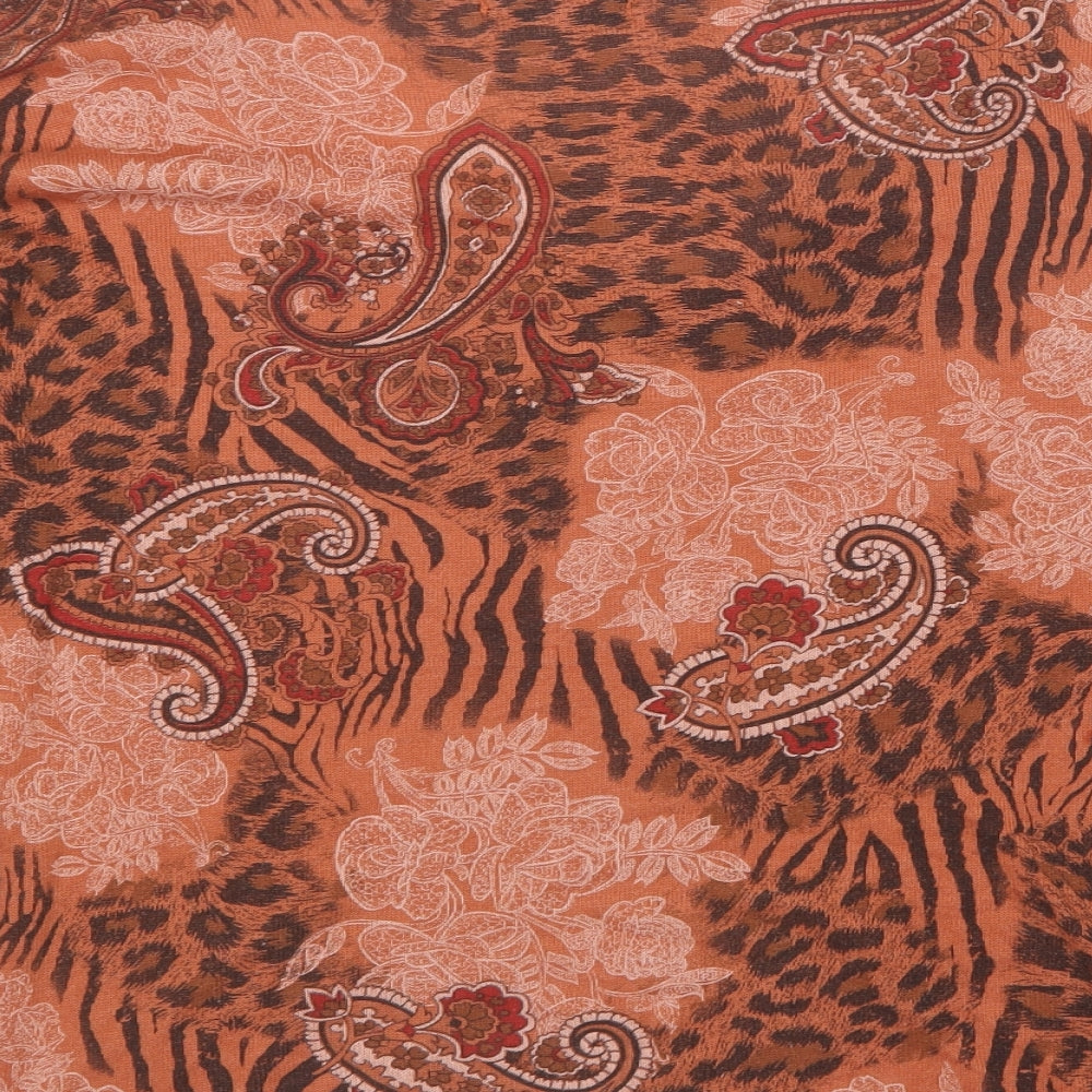 Gerard Womens Orange Animal Print Viscose Basic Blouse Size M Scoop Neck