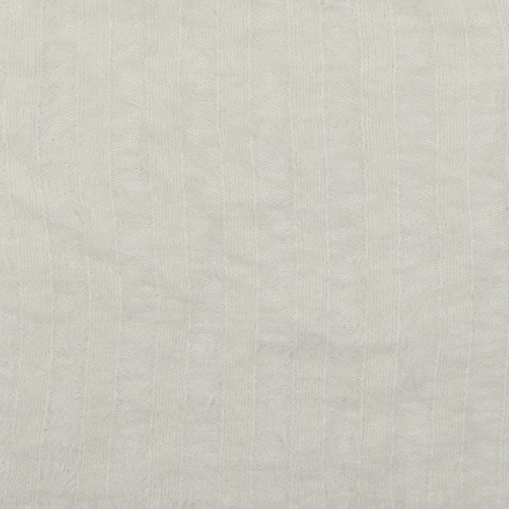 TU Womens White Crew Neck Nylon Pullover Jumper Size 20
