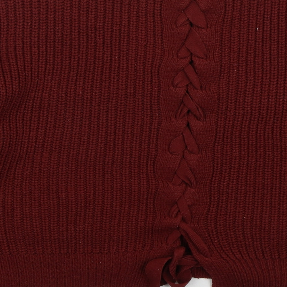 New Look Womens Red Crew Neck Acrylic Pullover Jumper Size L