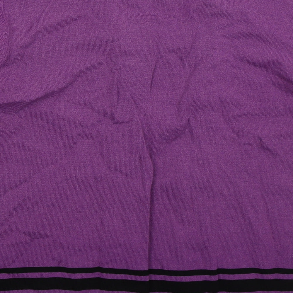 Bonmarché Womens Purple Square Neck Striped Viscose Pullover Jumper Size M