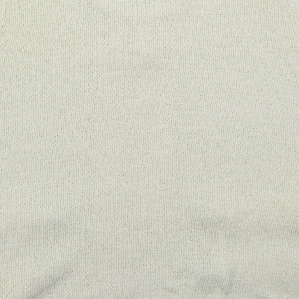 Stephen Womens Ivory Round Neck Acrylic Pullover Jumper Size L