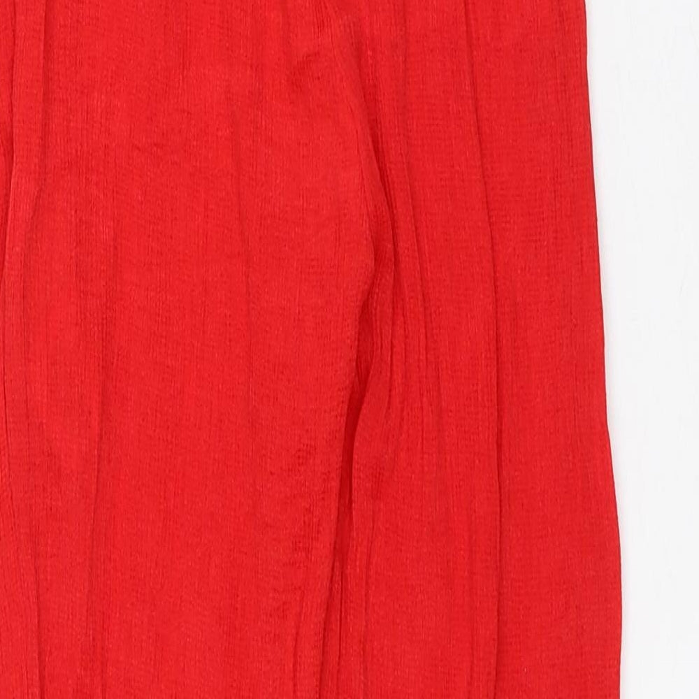 Lost Ink Womens Red Polyester Trousers Size M L25 in Regular - Bootcut