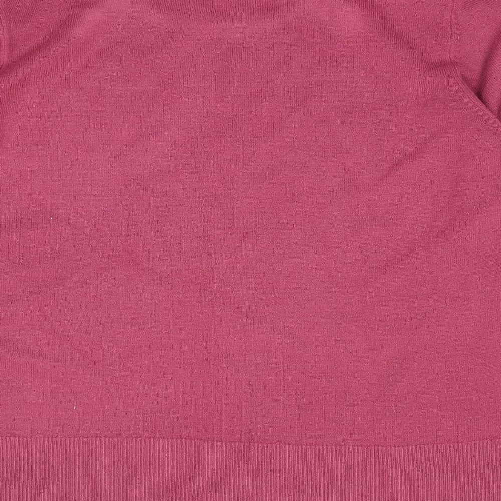 Preworn Womens Pink Round Neck Acrylic Pullover Jumper Size L