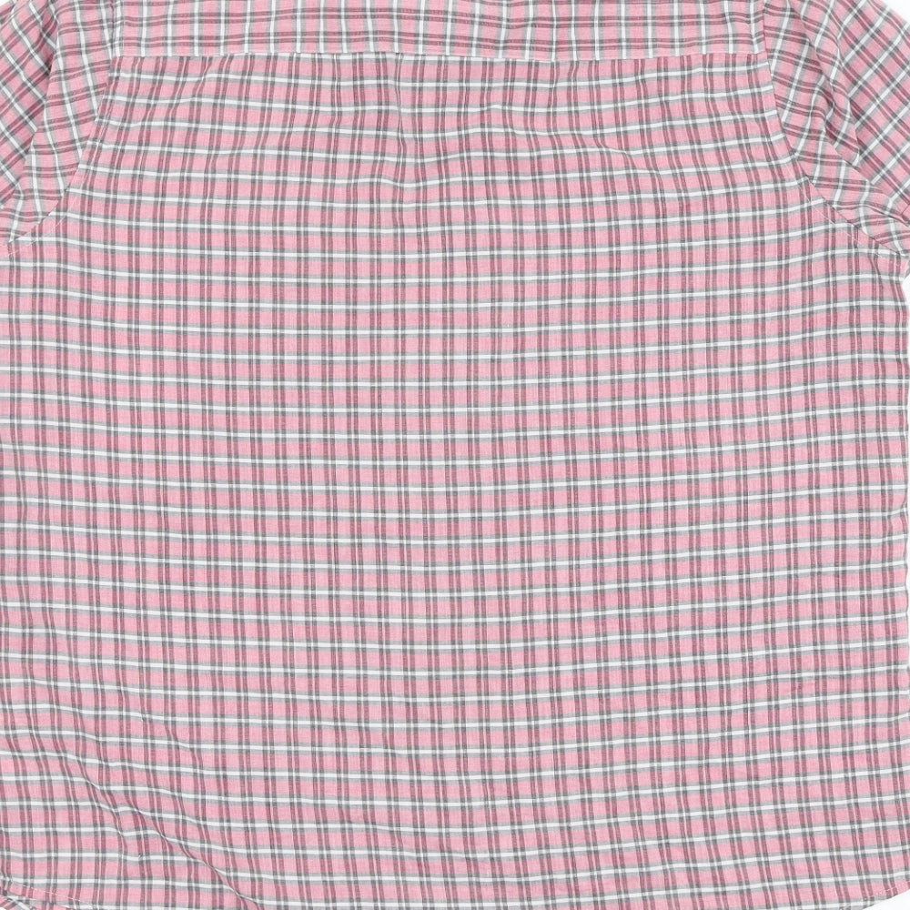 Premier Man Mens Pink Check Polyester Button-Up Size L Collared Button