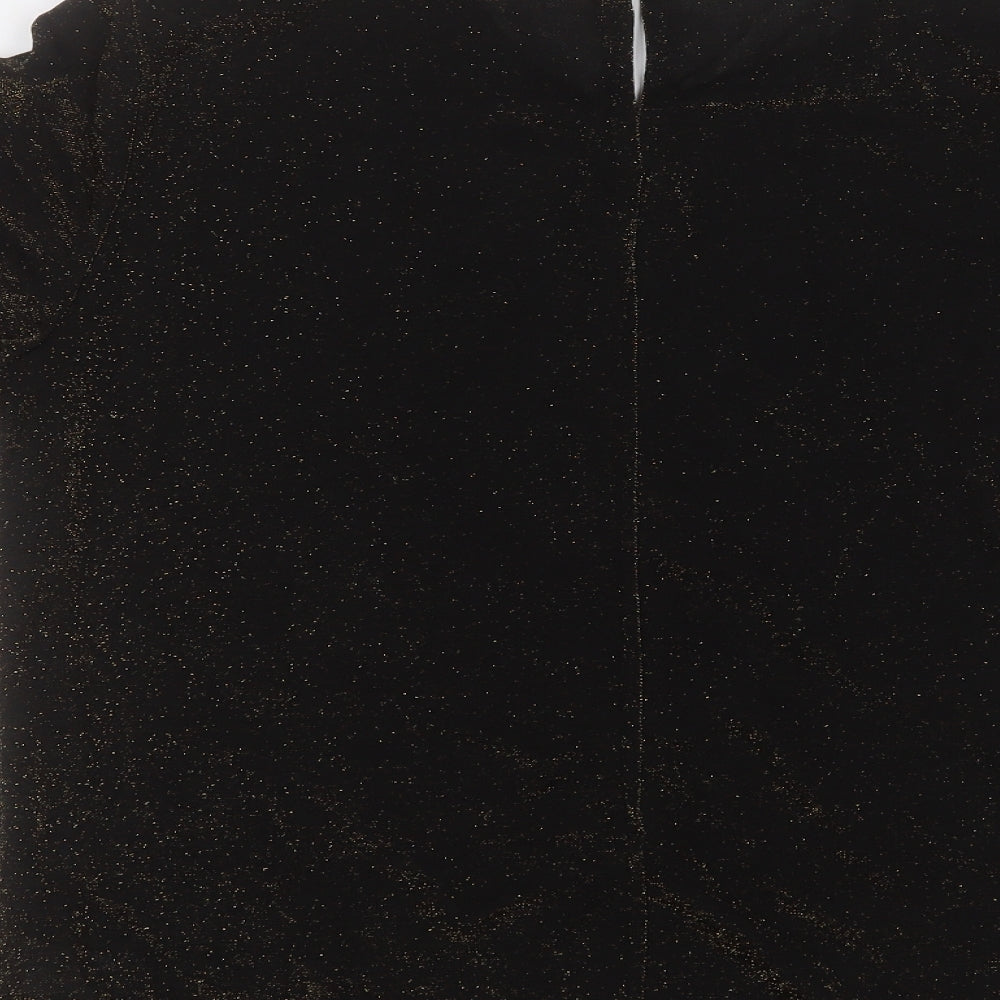 Berkertex Womens Black Nylon Basic T-Shirt Size 12 Round Neck