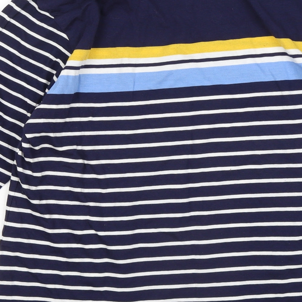 Studio Womens Blue Round Neck Striped Cotton Pullover Jumper Size 12
