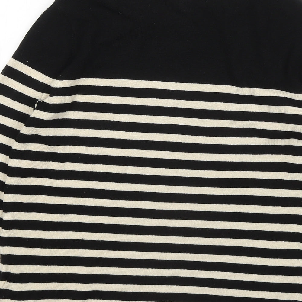 H&M Womens Black Round Neck Striped Acrylic Pullover Jumper Size S