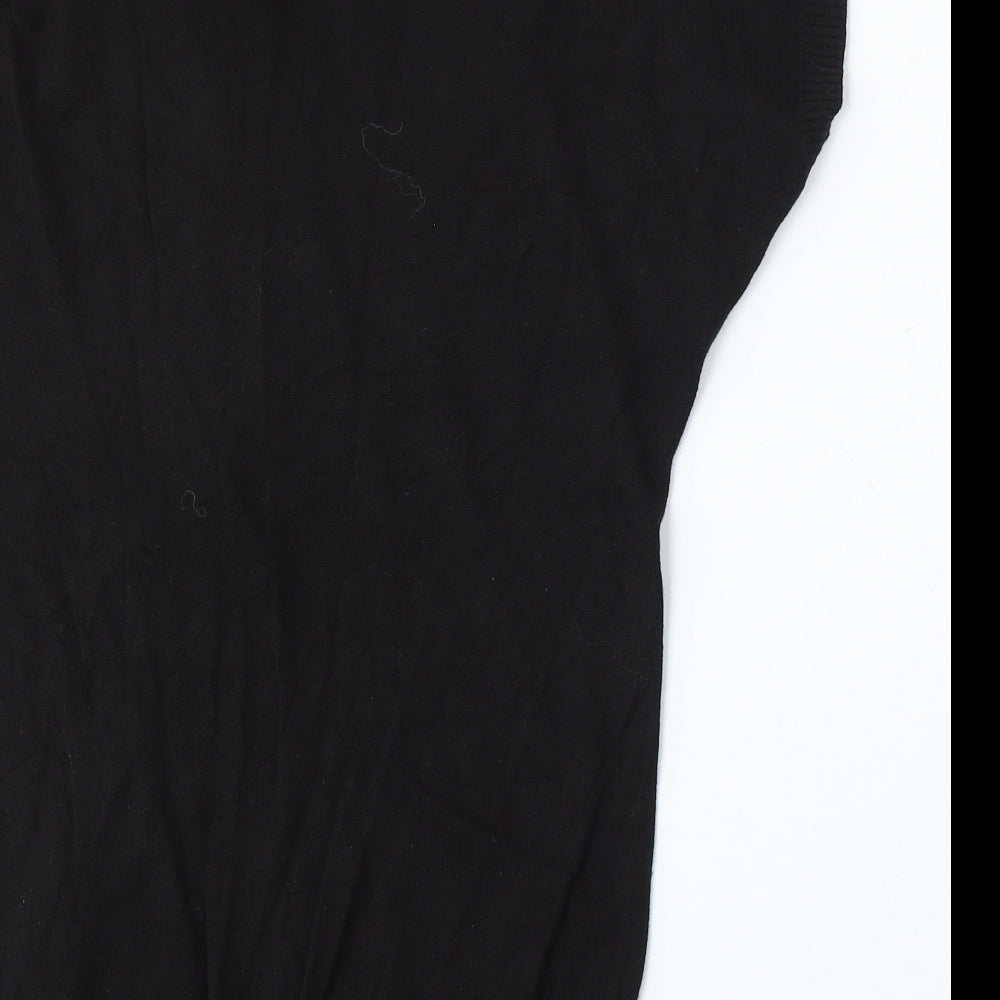 Mia Moda Womens Black Round Neck Viscose Pullover Jumper Size S