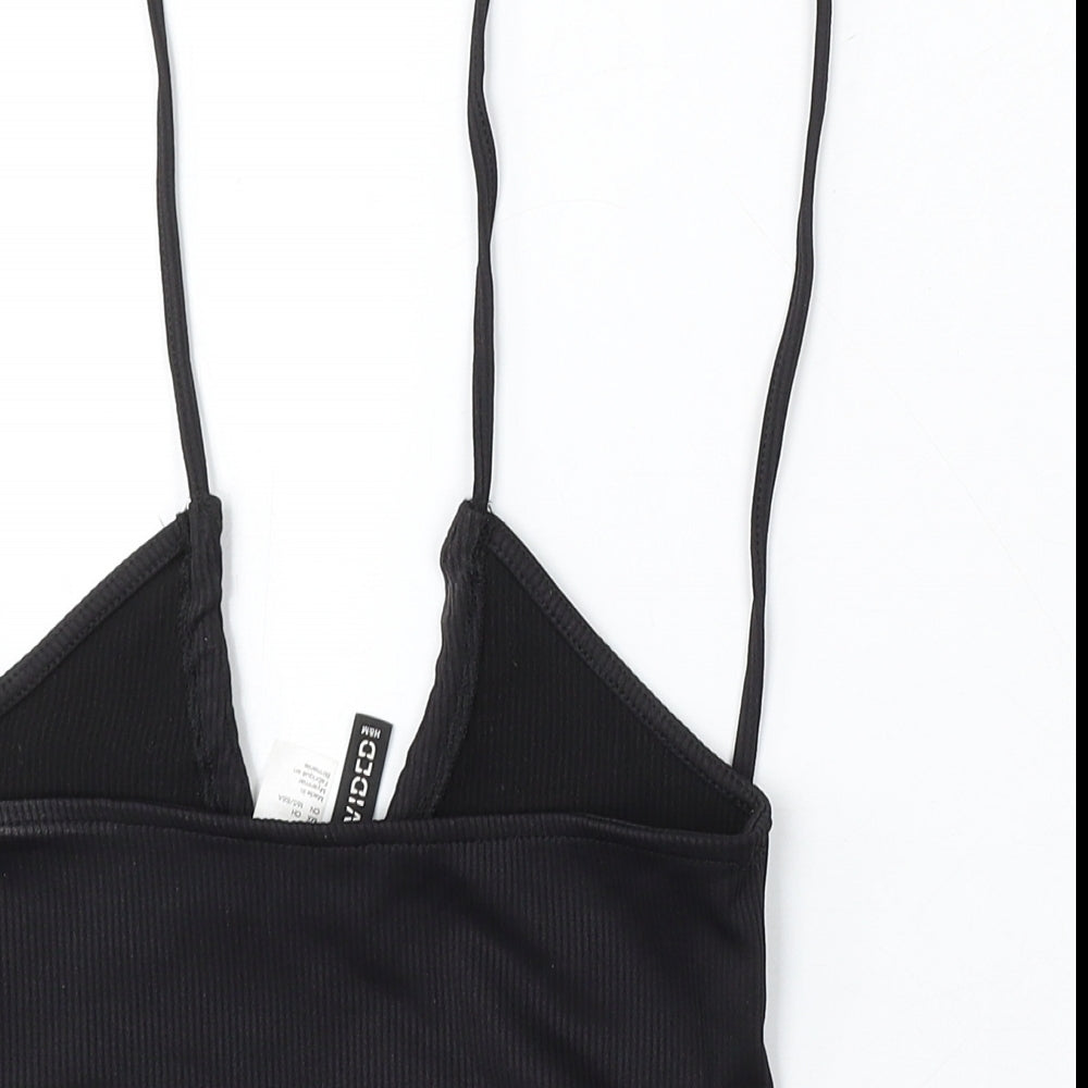 H&M Womens Black Polyester Basic Tank Size S V-Neck