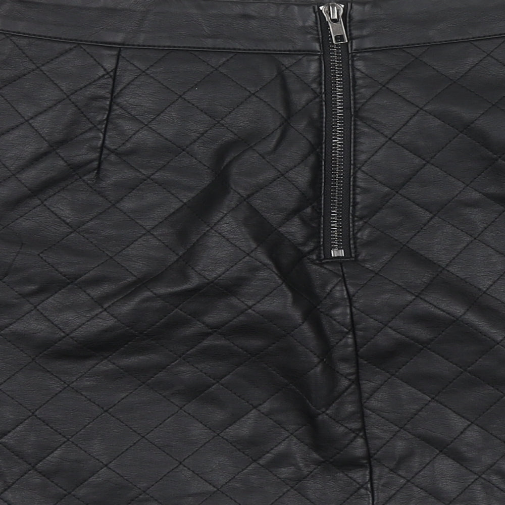 Very Womens Black Polyurethane Mini Skirt Size 10