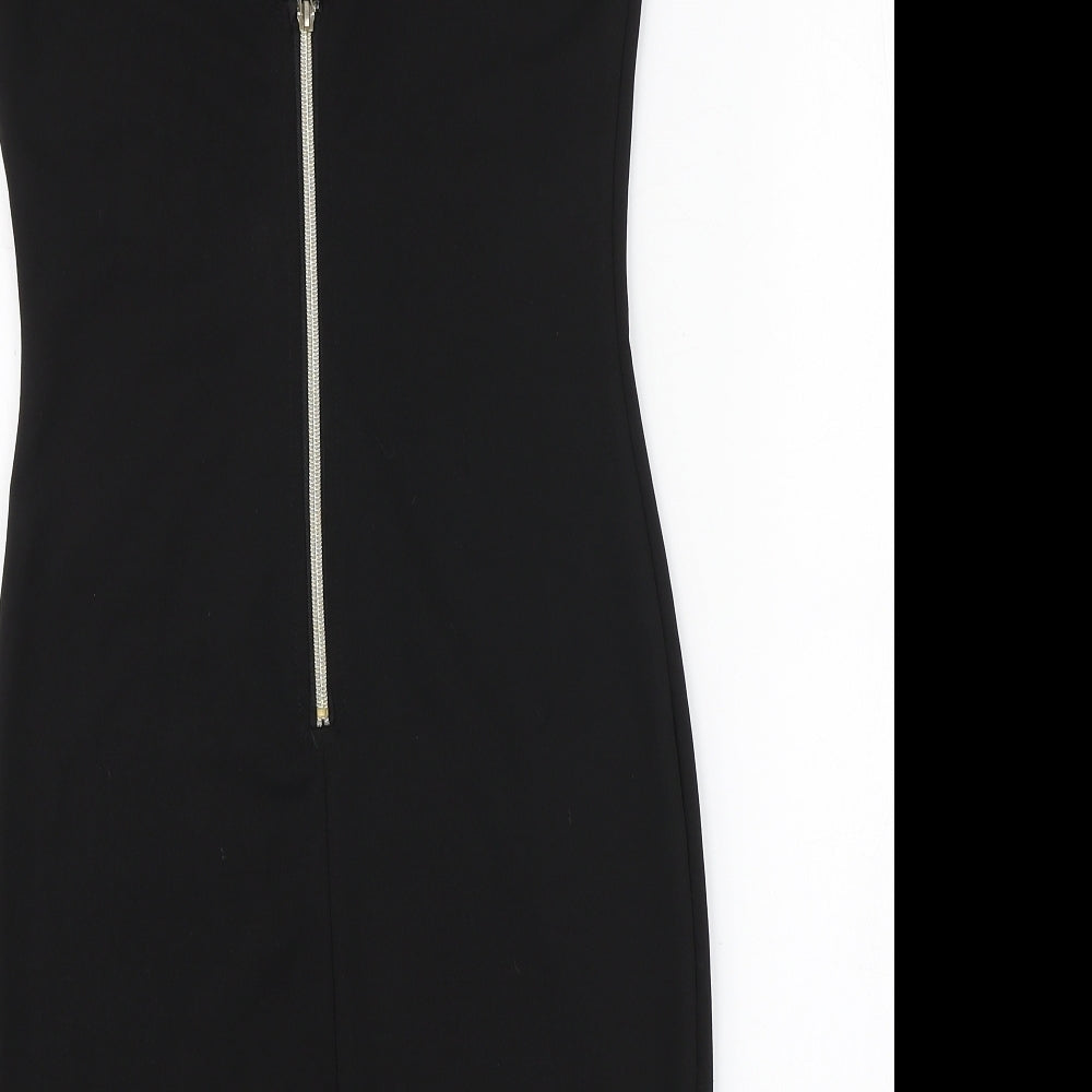 Reimi.Co Womens Black Polyester A-Line Size M V-Neck