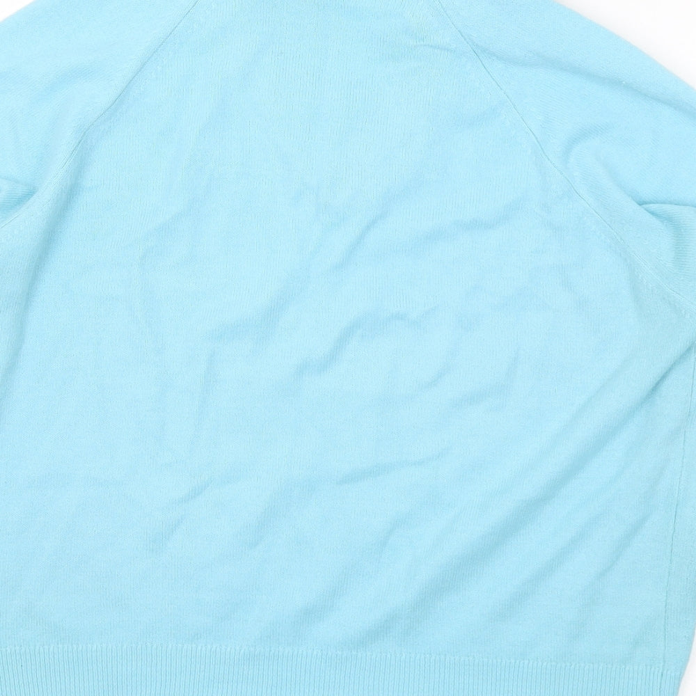 Preworn Womens Blue Collared Acrylic Pullover Jumper Size M