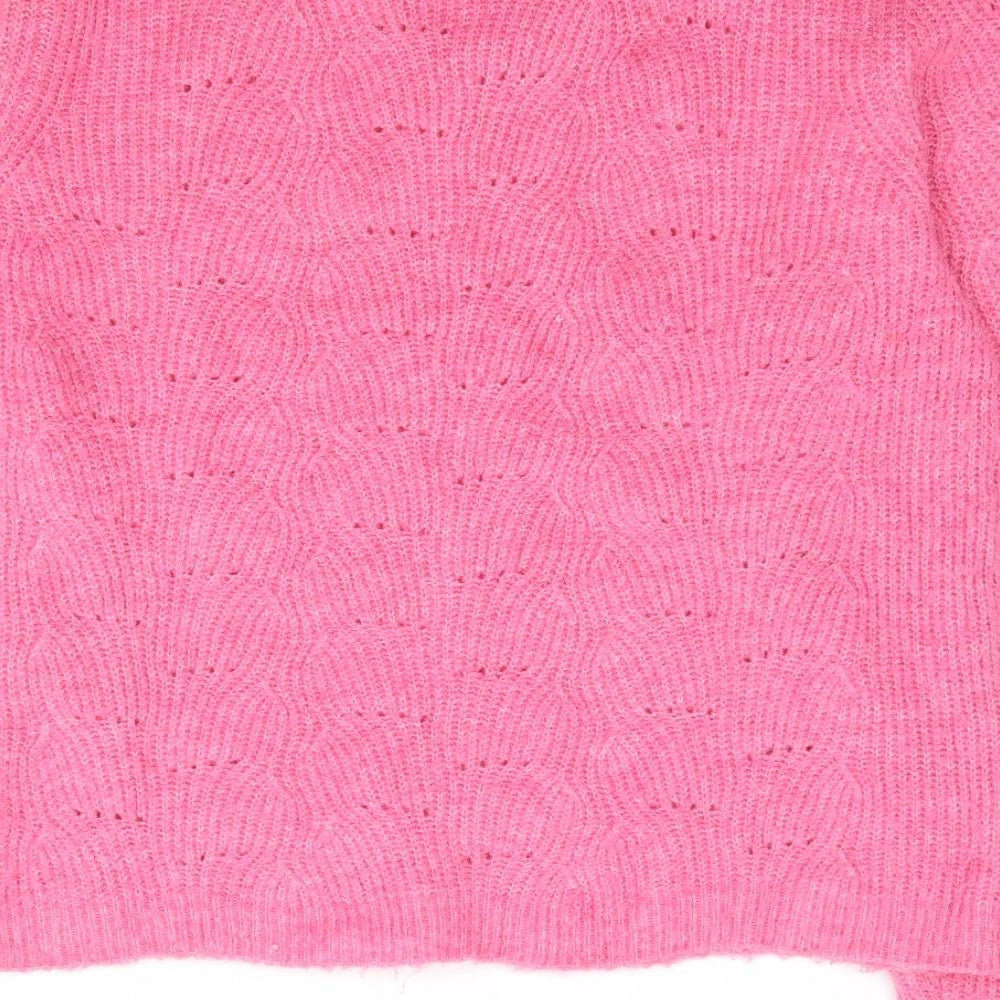 Only Womens Pink Crew Neck Polyester Pullover Jumper Size S