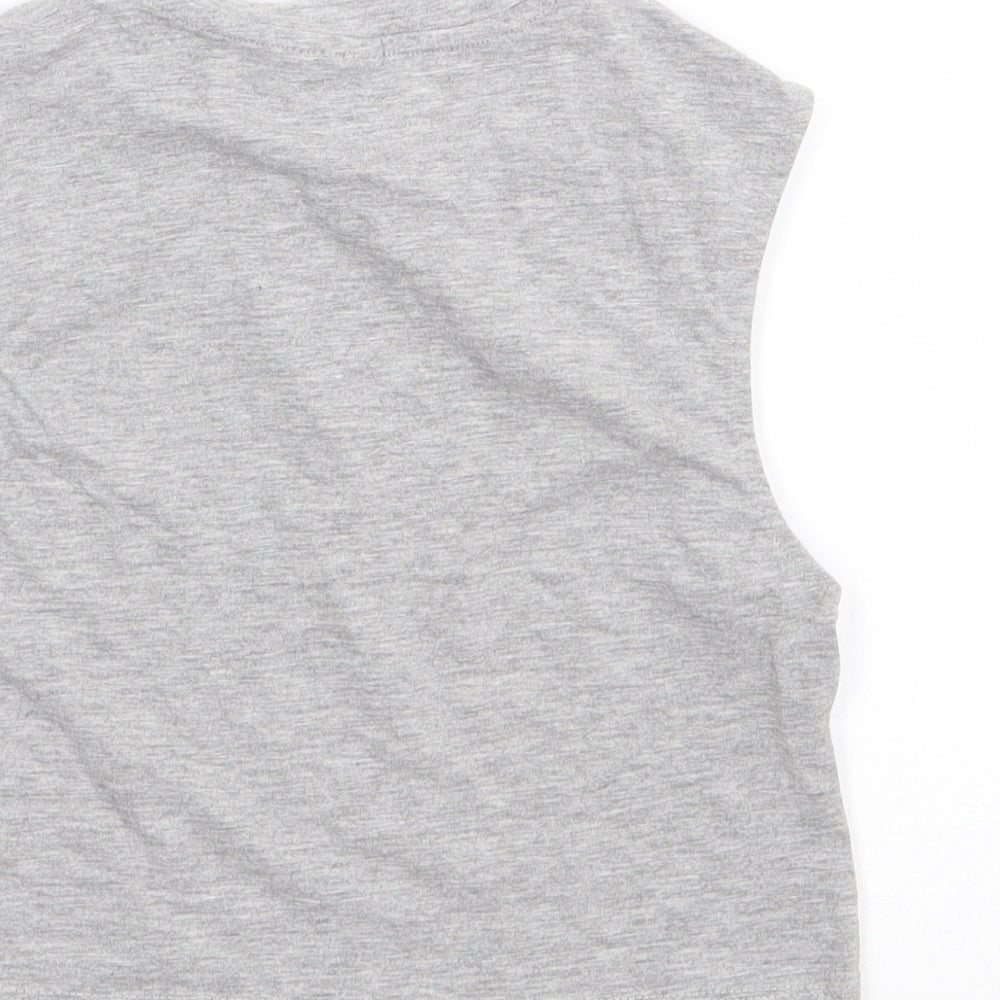 H&M Womens Grey Cotton Cropped Tank Size S Crew Neck