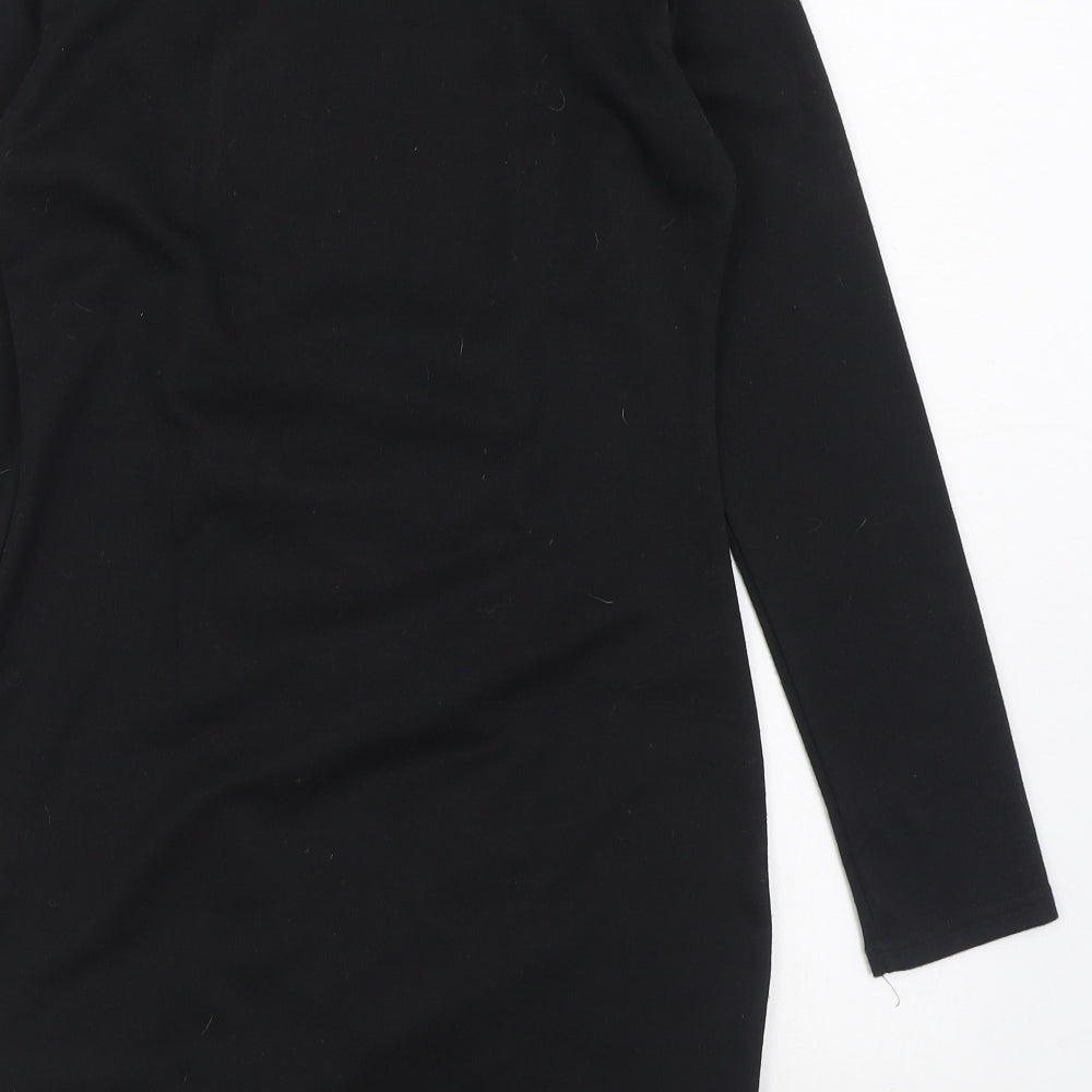 Preworn Womens Black Polyester Bodycon Size M Boat Neck Pullover