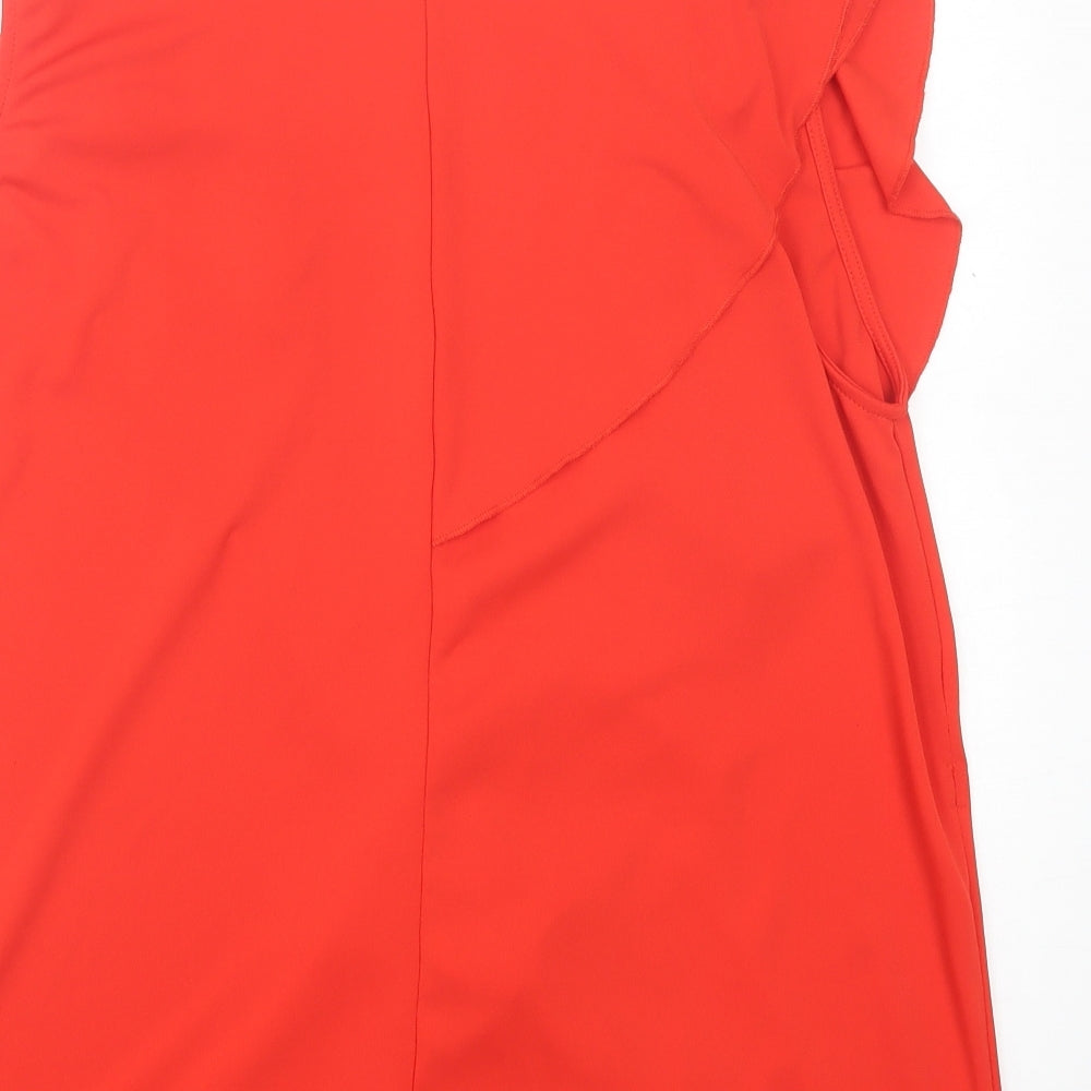 Zara Womens Red Polyester Wrap Blouse Size M V-Neck