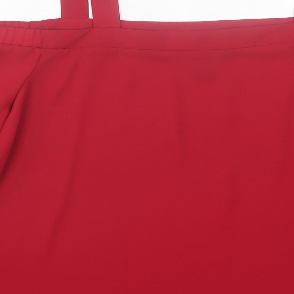 New Look Womens Red Polyester Basic Blouse Size 14 Square Neck