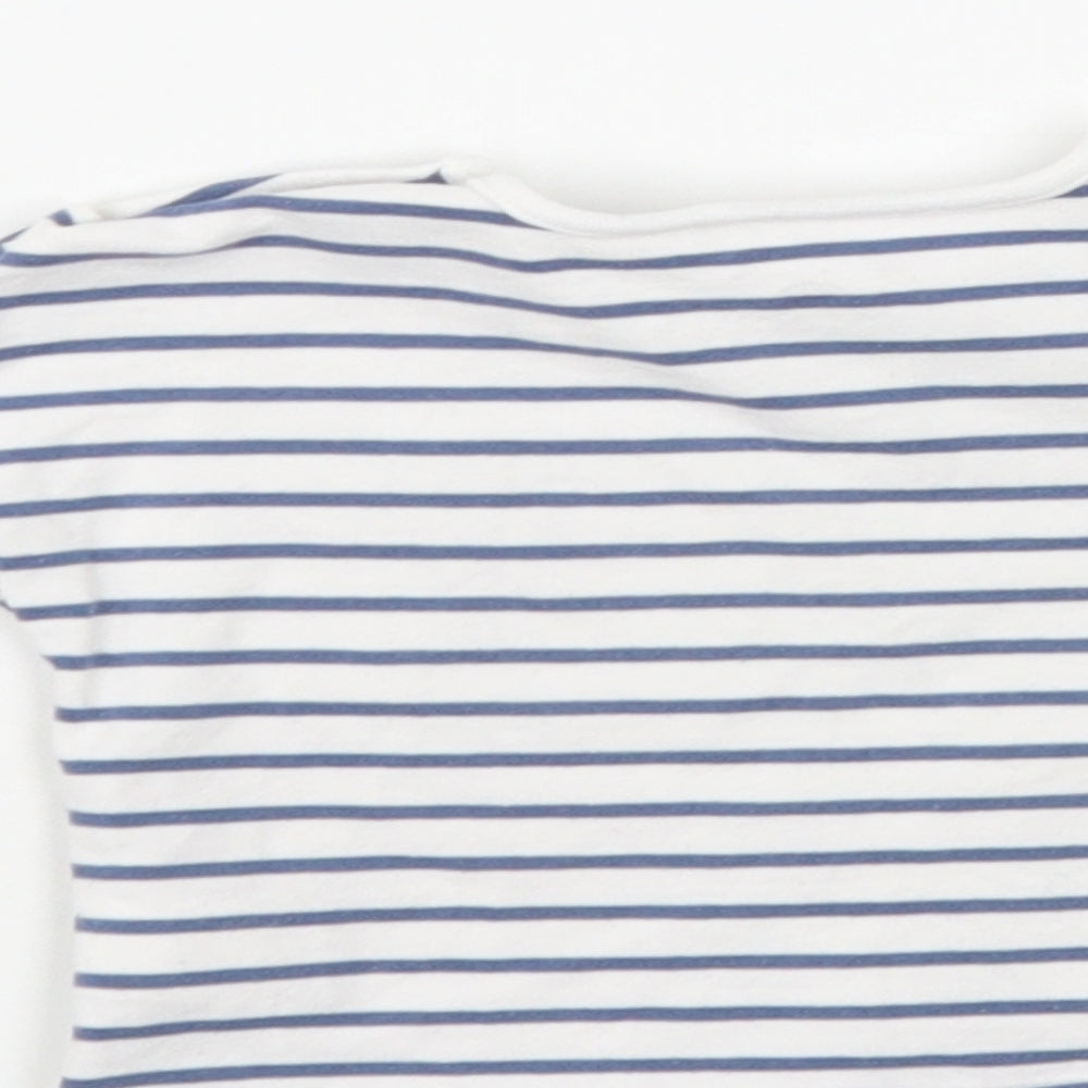 Next Baby White Striped Cotton Pullover T-Shirt Size 0-3 Months Crew Neck Snap