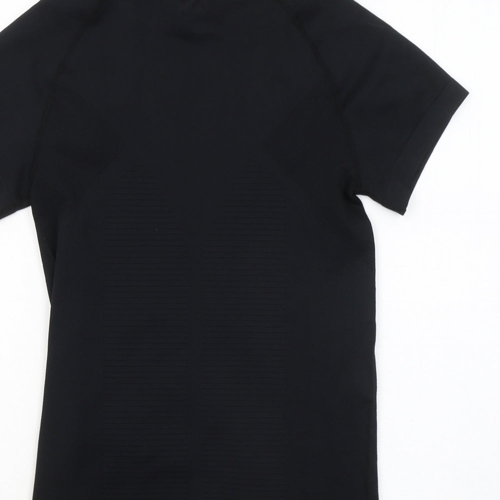 WORKOUT Womens Black Polyester Basic T-Shirt Size 12 Round Neck