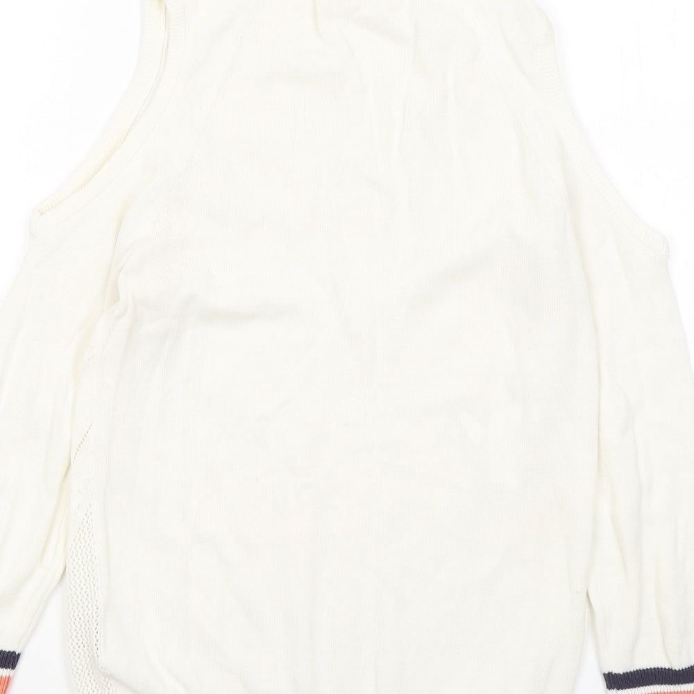 Urban Bliss Womens White Round Neck Cotton Pullover Jumper Size 10