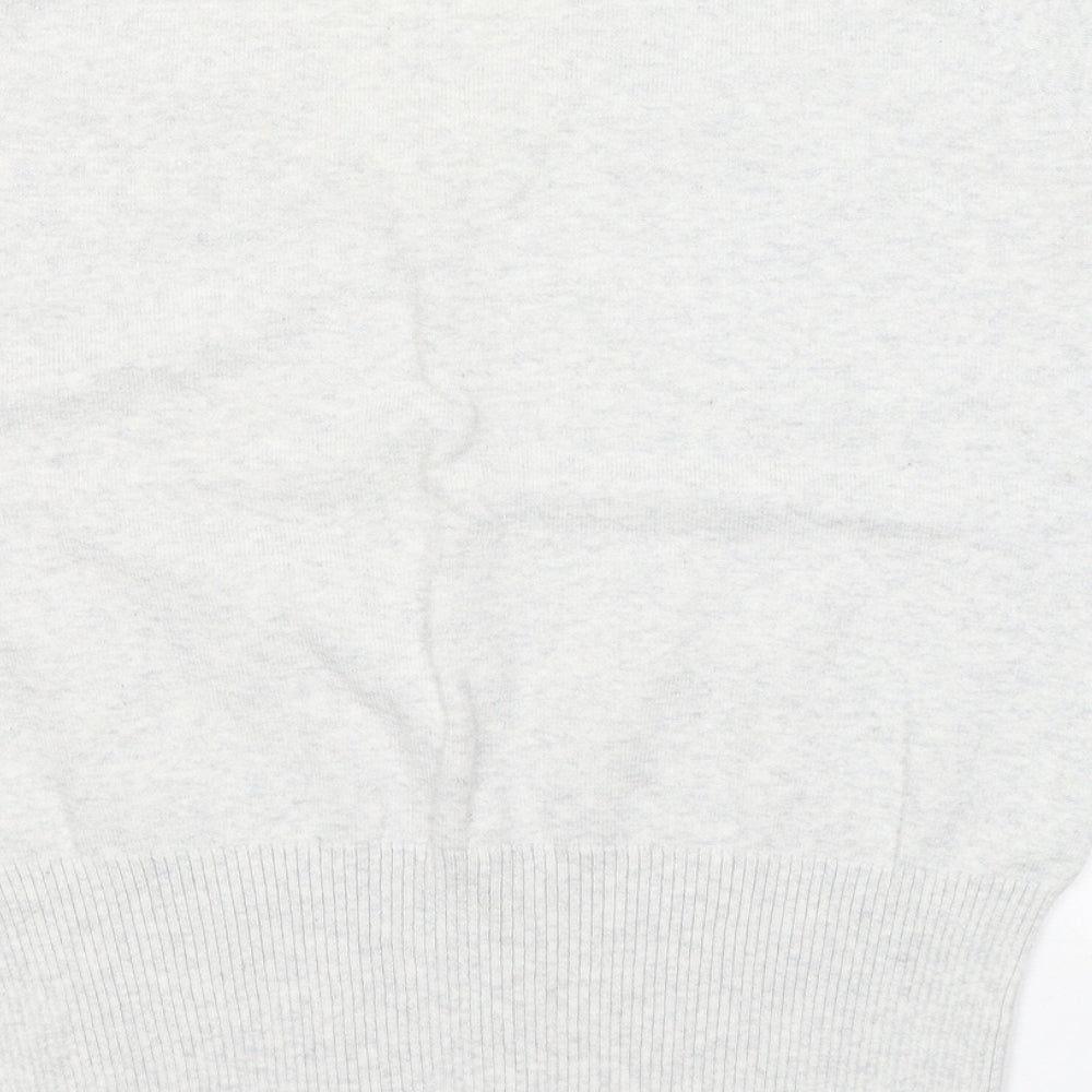 New Look Womens Grey V-Neck Cotton Pullover Jumper Size 12