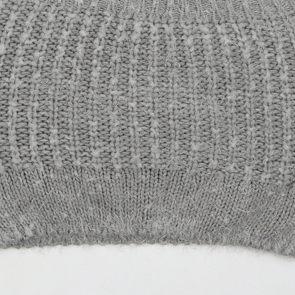 Missguided Womens Grey Boat Neck Acrylic Pullover Jumper Size S