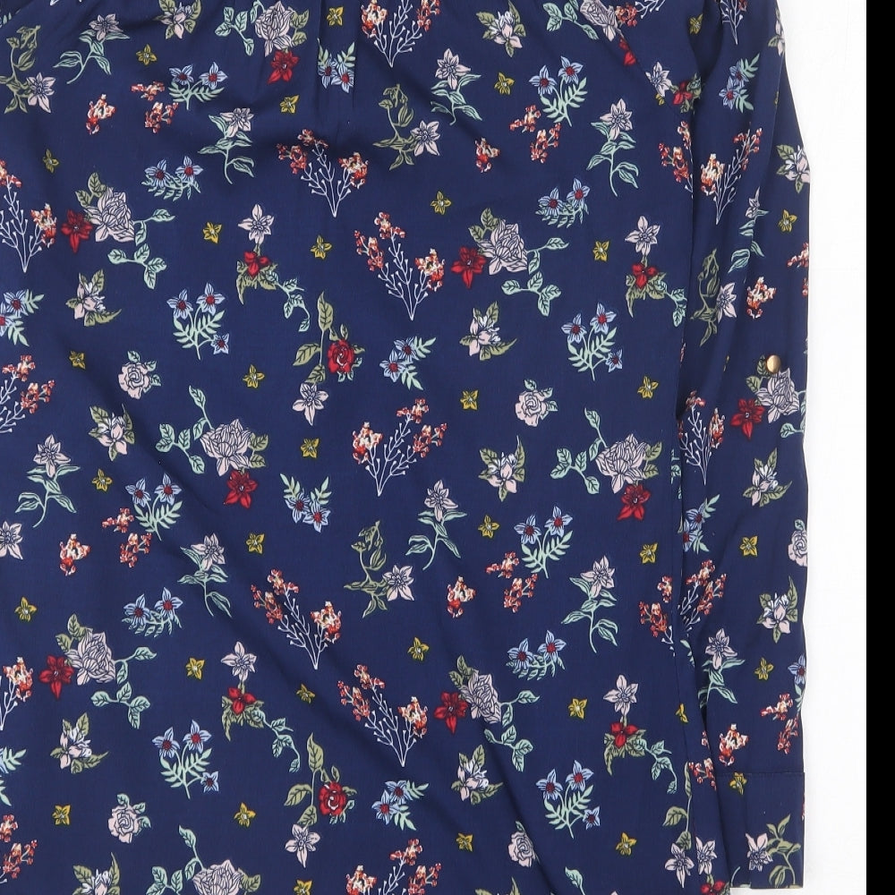 Full Circle Womens Multicoloured Floral Polyester Basic Blouse Size 10 V-Neck