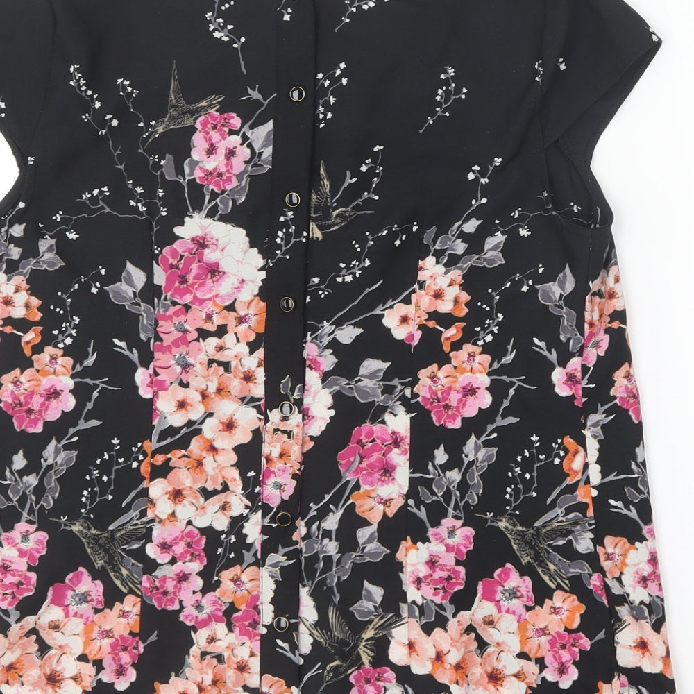 Dorothy Perkins Womens Multicoloured Floral Polyester Basic Blouse Size 10 Round Neck