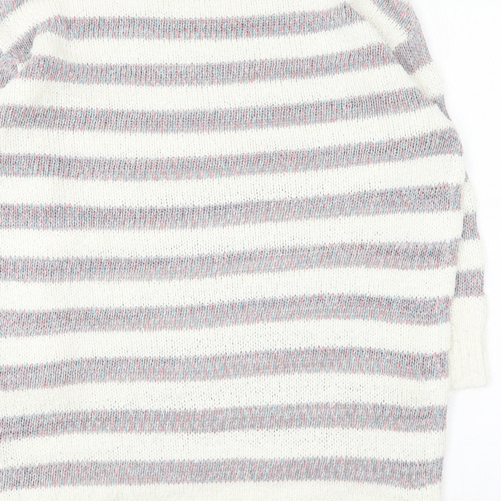 Per Una Womens Multicoloured Round Neck Striped Acrylic Pullover Jumper Size 12