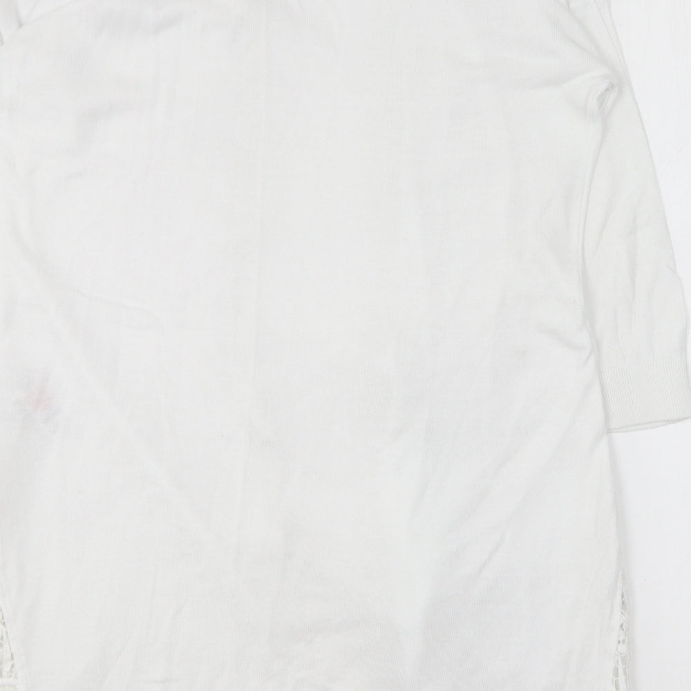 Dorothy Perkins Womens White V-Neck Cotton Cardigan Jumper Size 10