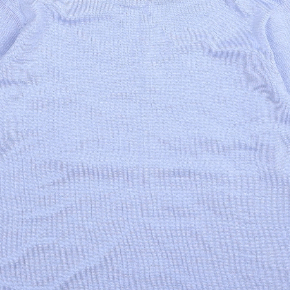 Fay Louise Womens Blue Round Neck Floral Acrylic Pullover Jumper Size M