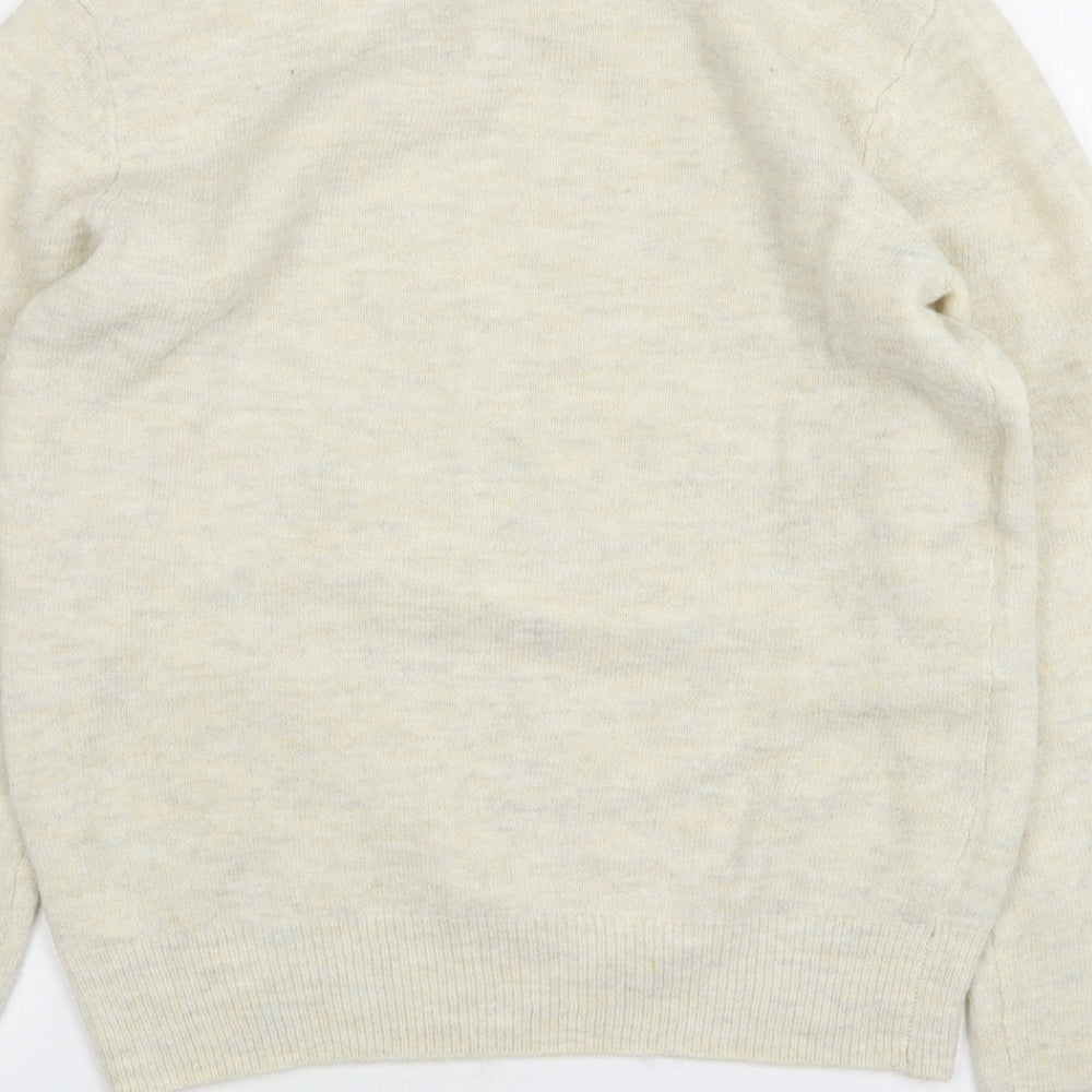 H&M Womens Beige Round Neck Acrylic Pullover Jumper Size S