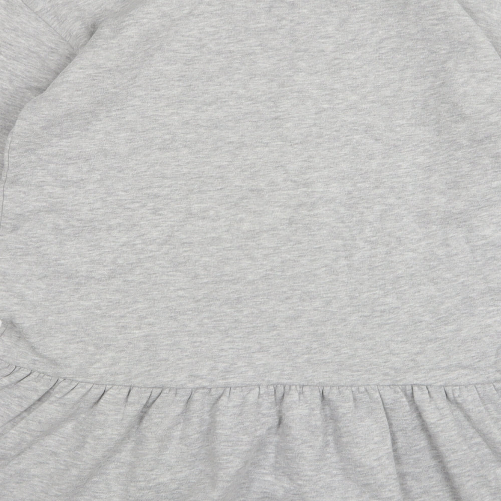 F&F Womens Grey Cotton Jumper Dress Size 12 Round Neck