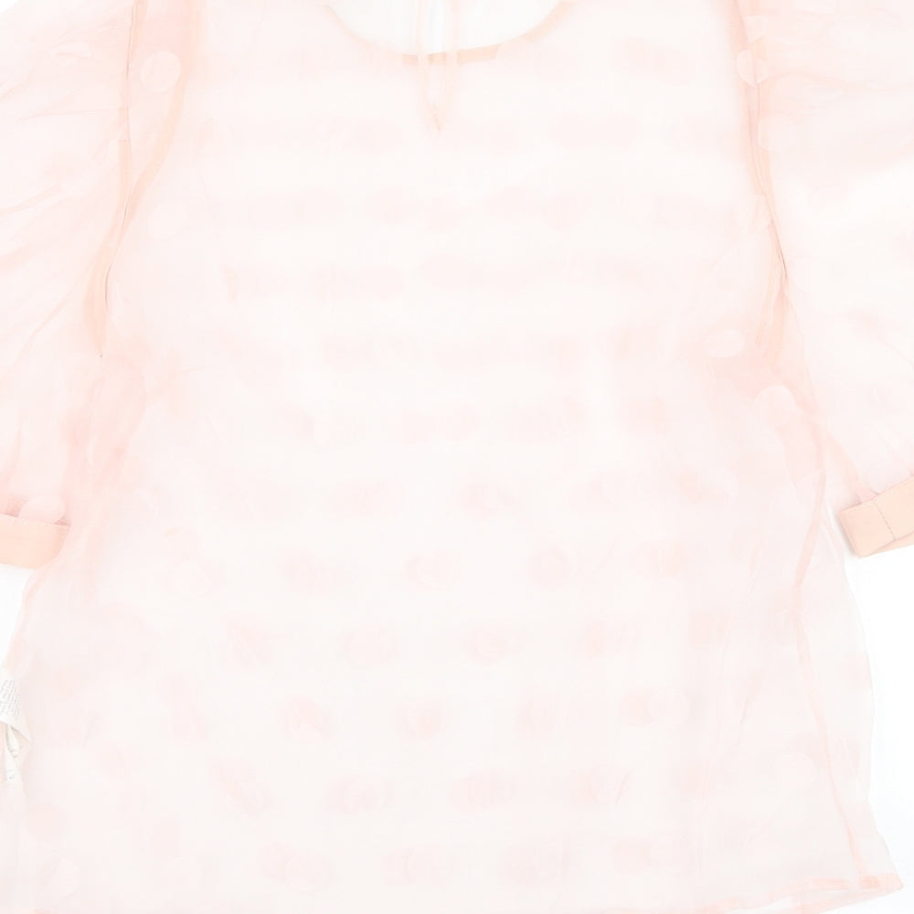 New Look Womens Pink Polyester Basic Blouse Size 8 Round Neck