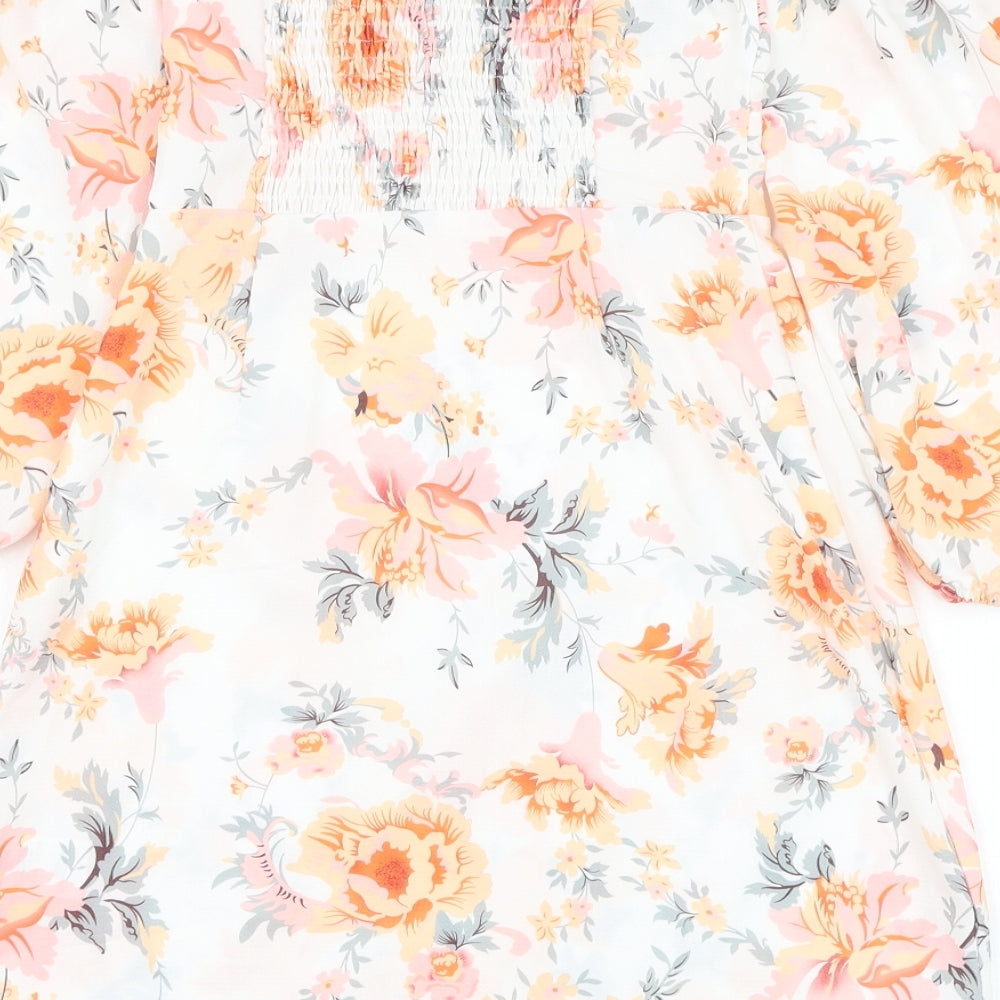 Parisian Signature Womens White Floral Polyester Pencil Dress Size 6 Square Neck Pullover