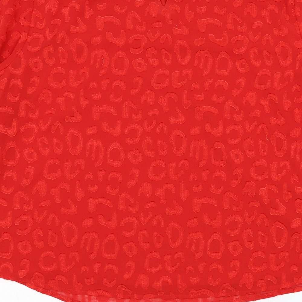 Dunnes Stores Womens Red Polyester Basic Blouse Size M Round Neck