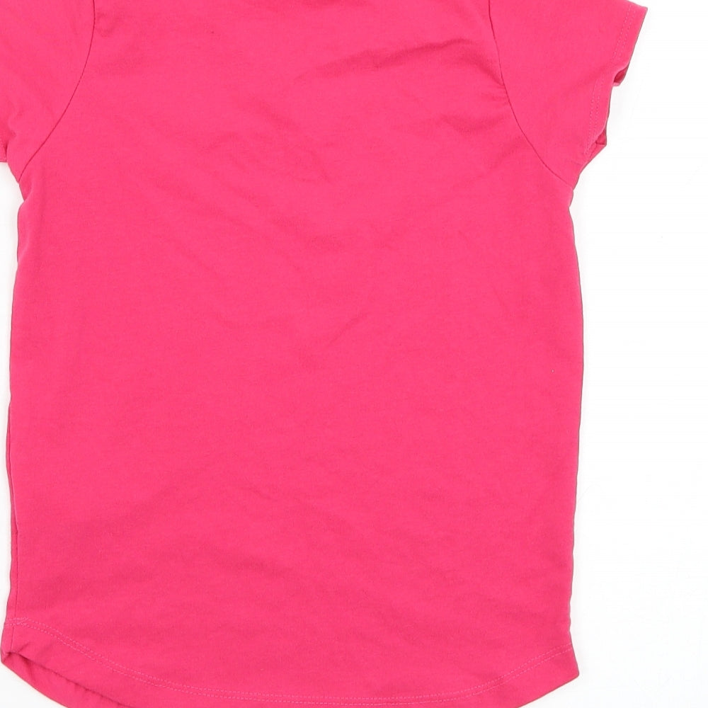 LA Gear Girls Pink Polyester Basic T-Shirt Size 7-8 Years V-Neck Pullover
