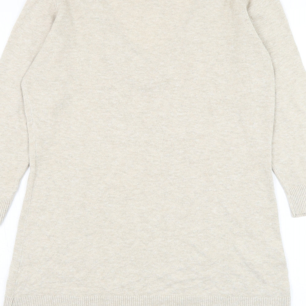 Principles Womens Beige V-Neck Acrylic Pullover Jumper Size 12