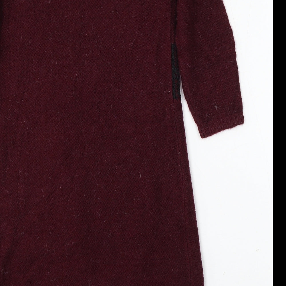 Marks & Spencer Womens Purple Acrylic Jumper Dress Size 10 Round Neck