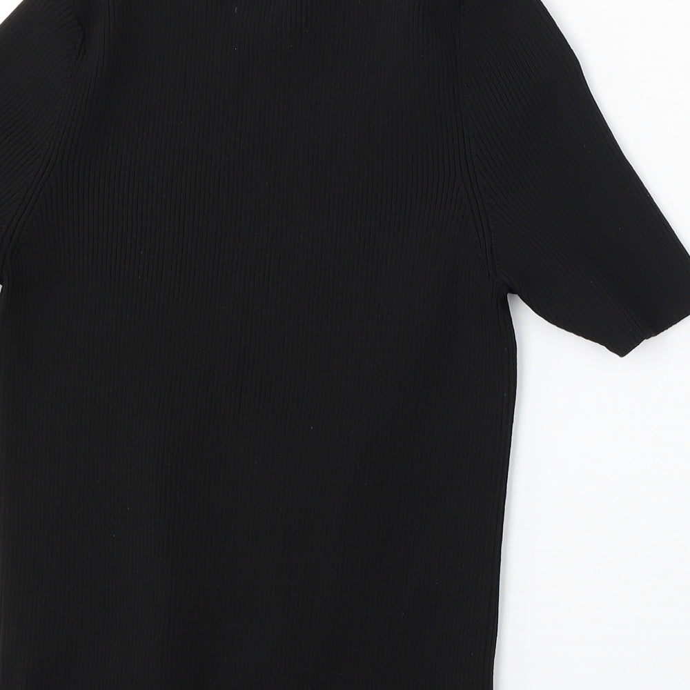 Preworn Womens Black Round Neck Polyester Pullover Jumper Size S