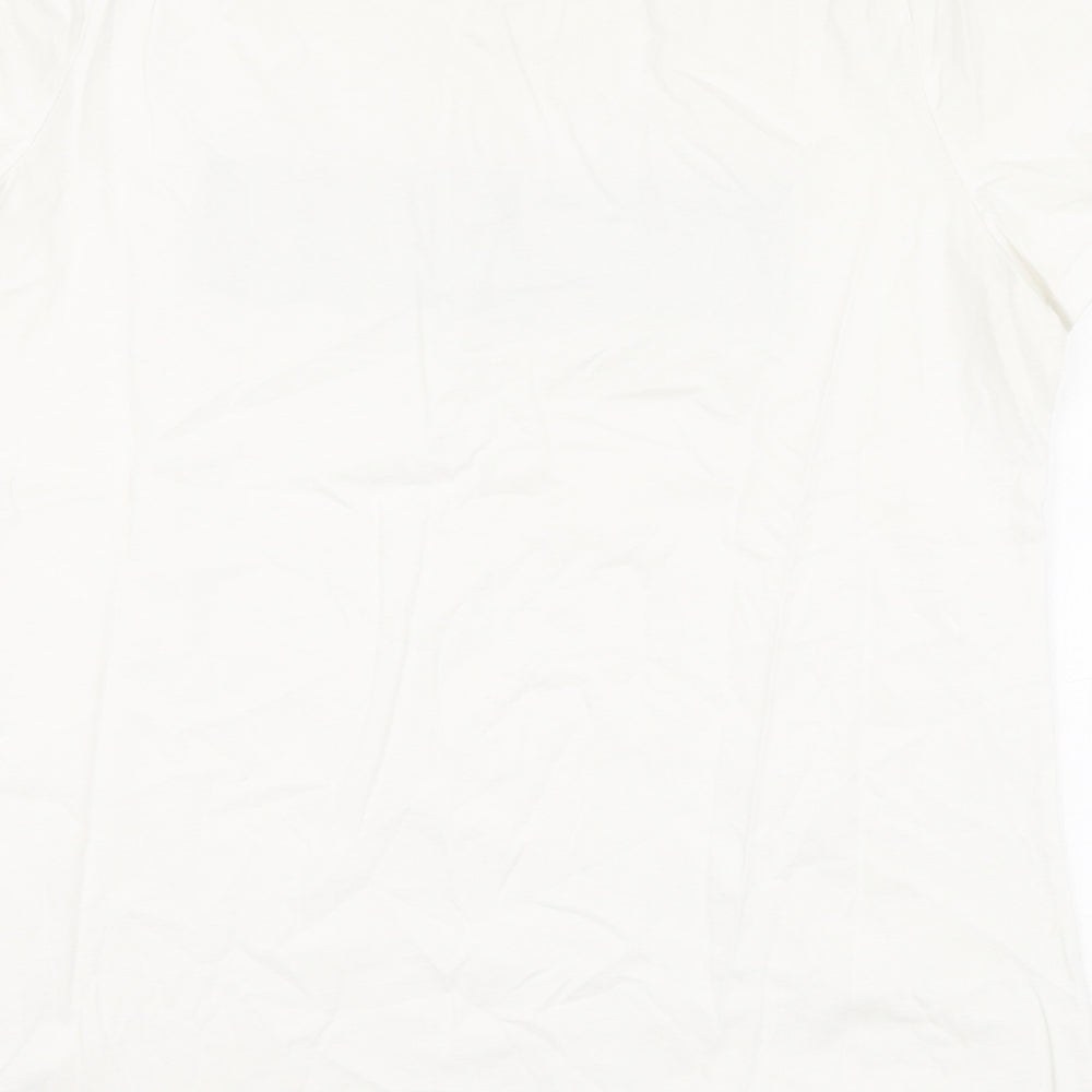 Papaya Womens White Geometric Cotton Basic Polo Size 16 Round Neck