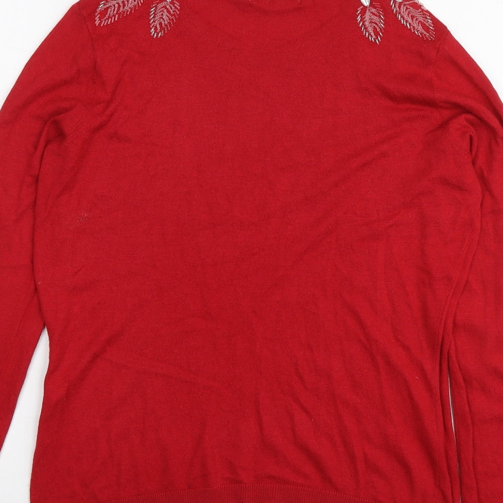 Gallery Womens Red Round Neck Viscose Pullover Jumper Size M