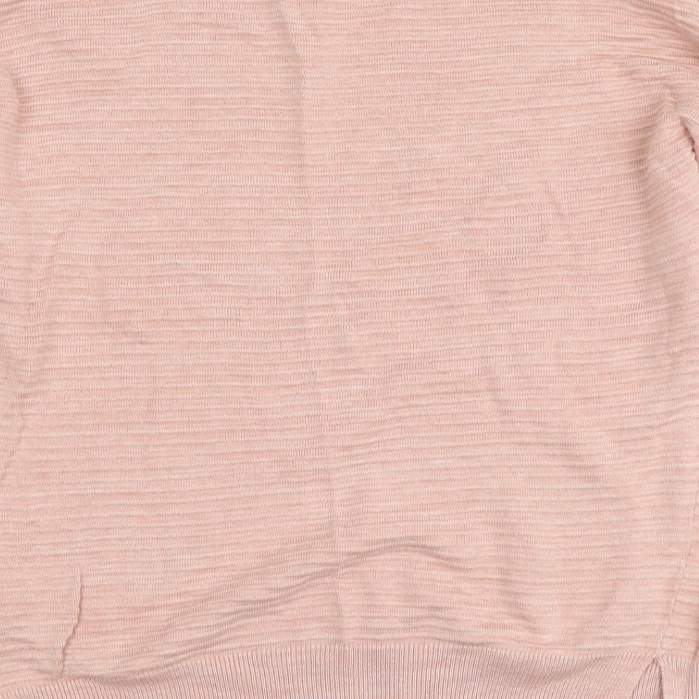 NEXT Womens Pink Round Neck Viscose Henley Jumper Size 12