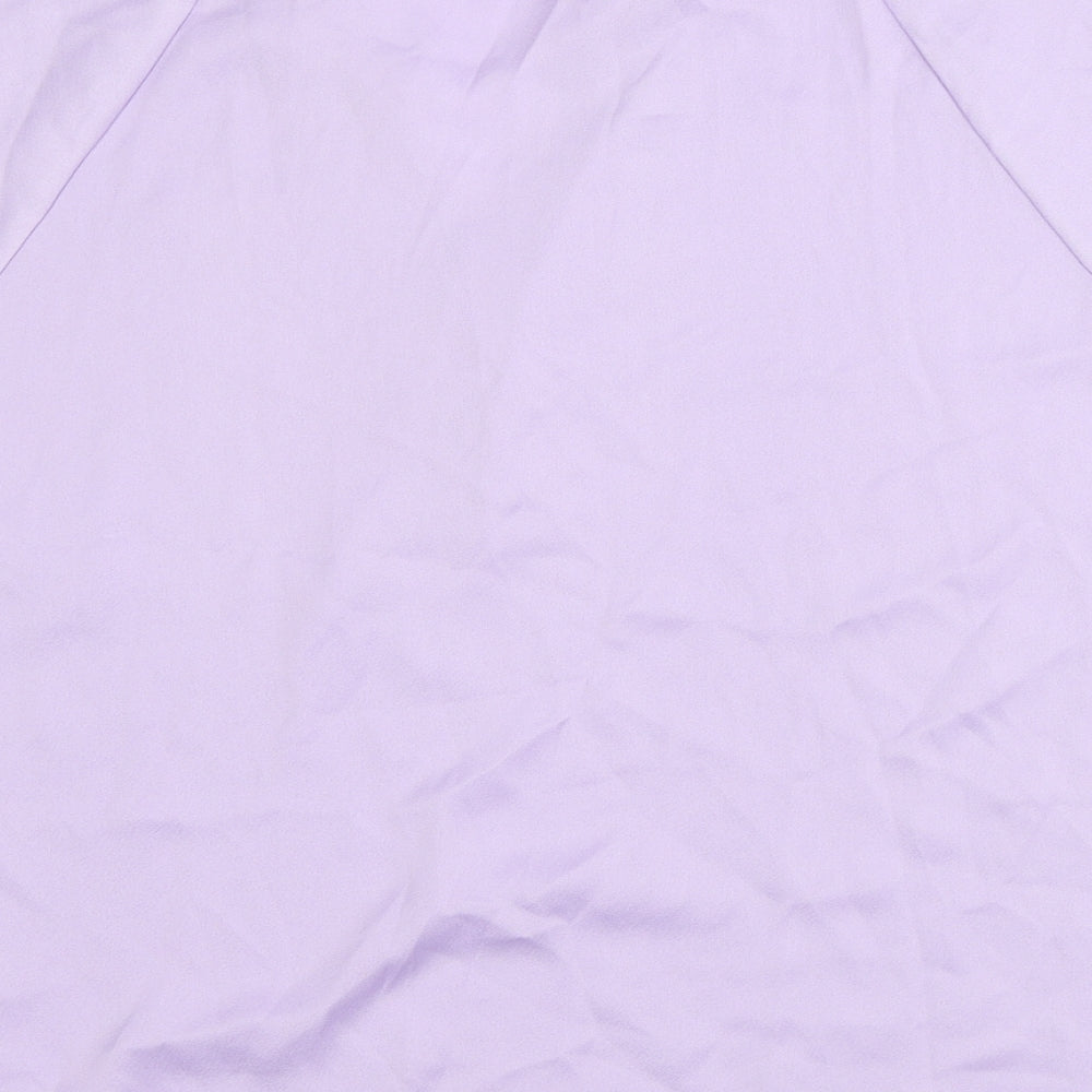 Gallery Womens Purple Polyester Basic T-Shirt Size 10 V-Neck