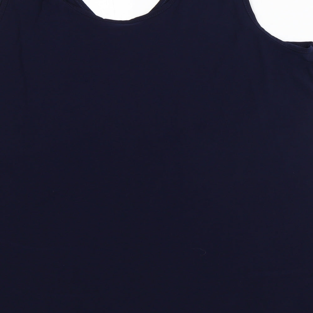 Preworn Womens Blue Polyester Tunic Tank Size XL Round Neck