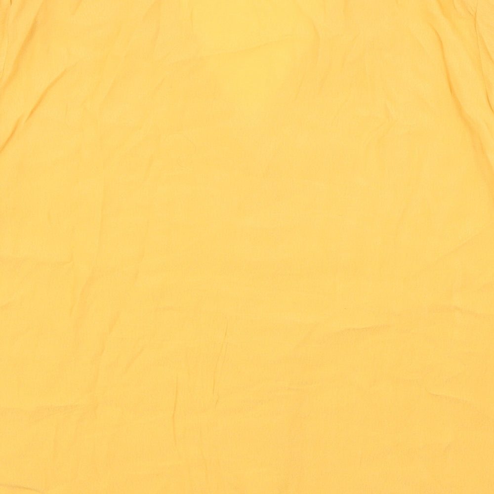 Marks & Spencer Womens Orange Viscose Basic Button-Up Size 16 V-Neck