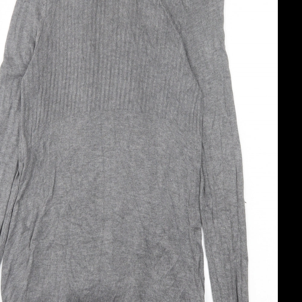 H&M Womens Grey V-Neck Viscose Cardigan Jumper Size M