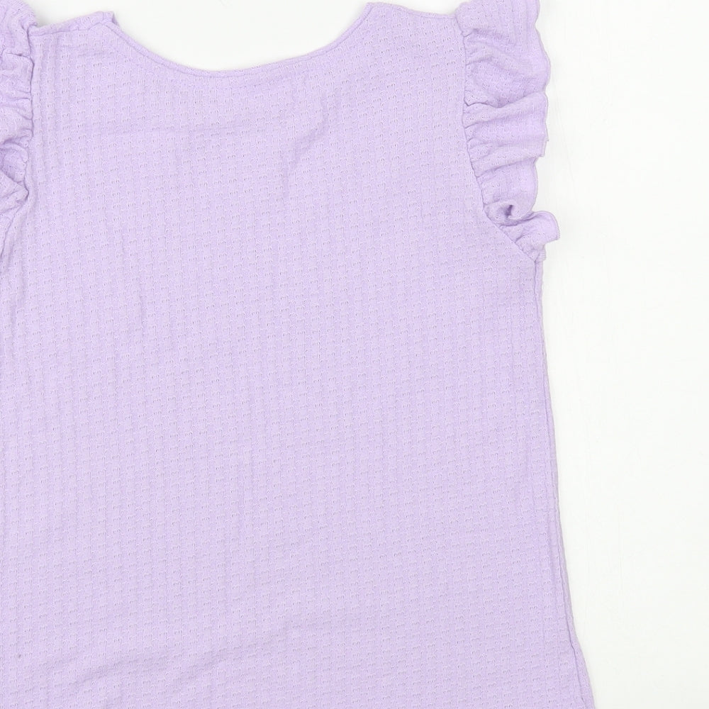 Dunnes Stores Womens Purple Polyester Basic T-Shirt Size S Crew Neck
